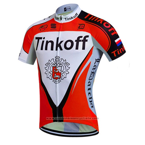 2016 Maillot Cyclisme Tinkoff Rouge et Blanc Manches Courtes et Cuissard